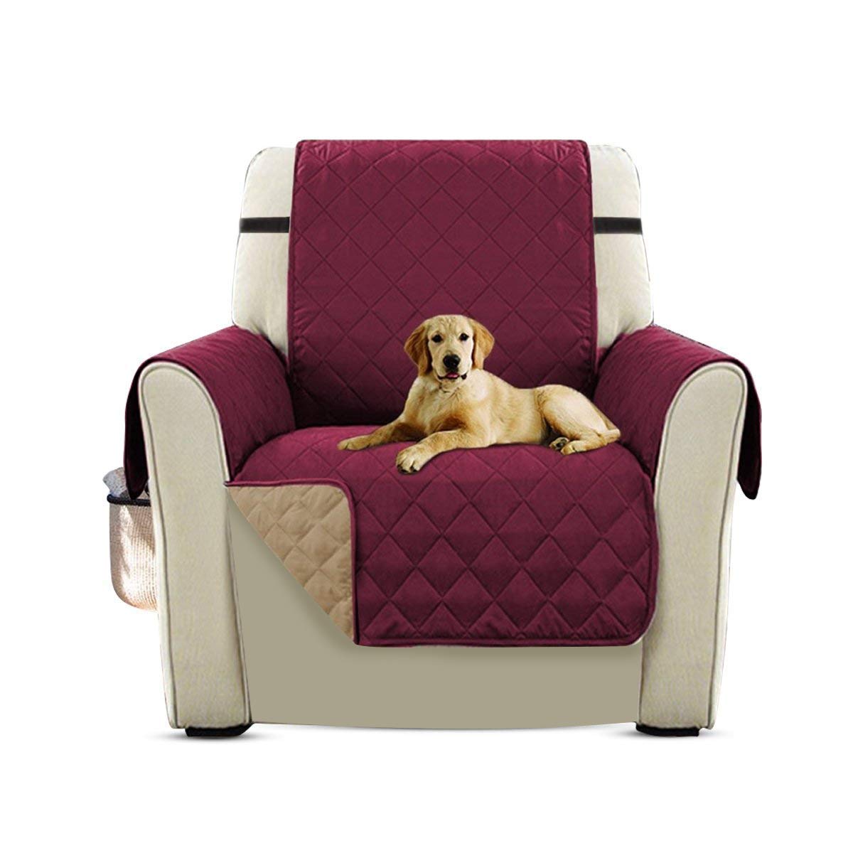 PETCUTE Armchair cover recliner covers armchair slipcovers furniture protector Wine red