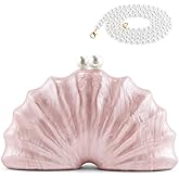 Women Acrylic Shell Shaped Clutch Luxury Marble Acrylic Chain Shoulder Bag Wedding Party Purses