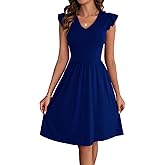 HELYO Women's Summer Dresses Cute V Neck Ruffle Sleeve Cocktail Short Work Casual Dress with Pockets 648