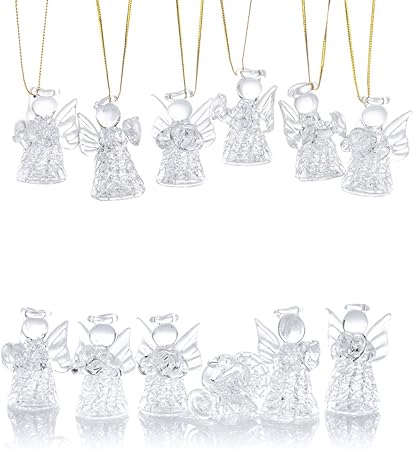 Decorazioni Natalizie Vetro.12 Pezzi Mini Angeli Pendenti In Vetro Trasparente Addobbi Per L Albero Di Natale Decorazioni Natalizie Per Le Feste Decorazioni Appese Amazon It Casa E Cucina