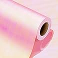 Retrify Pink Wrapping Paper Roll, 17 Inches x 32.8 Feet Holographic Iridescent Gift Wrap Paper for Wedding Bridal Shower Birthday