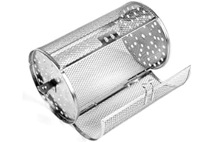HKZTUY Rotisserie Basket 360-Degree Rotating for Air Fryer & Oven – Stainless Steel, Movable Door, Perfect for Chicken Wings, Veggies & Coffee Beans – Ideal for Home Bakers & Grill Enthusiasts