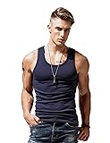 XDIAN Men's A-Shirt Large(Tag Size XXL) Navy Blue