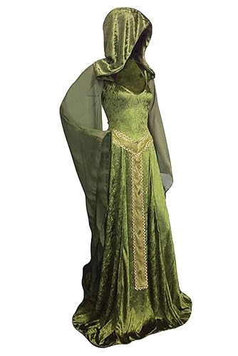 Sinastar Womens Medieval Dress Costume Hooded Lace Up Renaissance Velvet  Trumpet Sleeve Gothic Green Gown in Kenya | Whizz Costumes