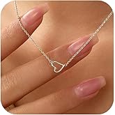 AIBELOPY 925 Sterling Silver Heart Necklaces for Women Dainty 14k Gold Plated Hollow Love Heart Pendant Necklace Mother Daughter Friendship Necklaces Valentines Jewelry Birthday Mothers Day Gifts