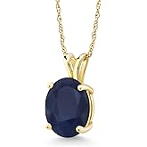 Gem Stone King 14K Yellow Gold 10X8MM Oval Gemstone Birthstone Pendant Necklace | Gold Necklace For Women | With 18 Inch Chain | Fine Jewelry Gifts for Her Mom Women Wife