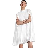 Allegra K Chiffon Dresses for Women's Loose Flowy Cloak Sleeve Cape Pleated Dress
