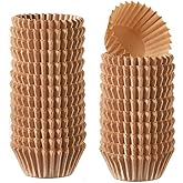 GUSTO [500 Pcs] Kraft Mini Cupcake Liners for Baking - Food Grade & Grease-Proof, Durable Baking Cups for Muffins, Cupcakes, and More - Formerly Comfy Package