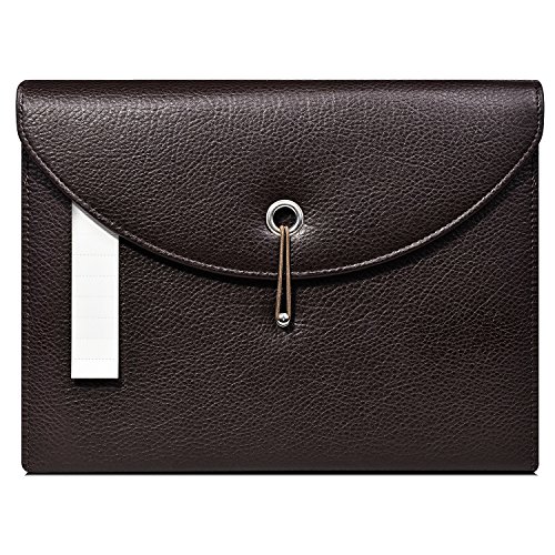 FHEAL Expanding File Folders PU Leather 13 Pockets Jackets A4 Letter Size Accordion Business File Organizer Professional Organizer Document with Tab (Brown)