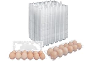 KUKLIPJIM 100 Pack Bulk Egg Cartons, Clear Plastic Chicken Egg Holders, Egg Tray Carton Holder for Home & Kitchen, Farm & Market Use, An Eco-Friendly Egg Storage Solution, 12 Grids(Medium Size)