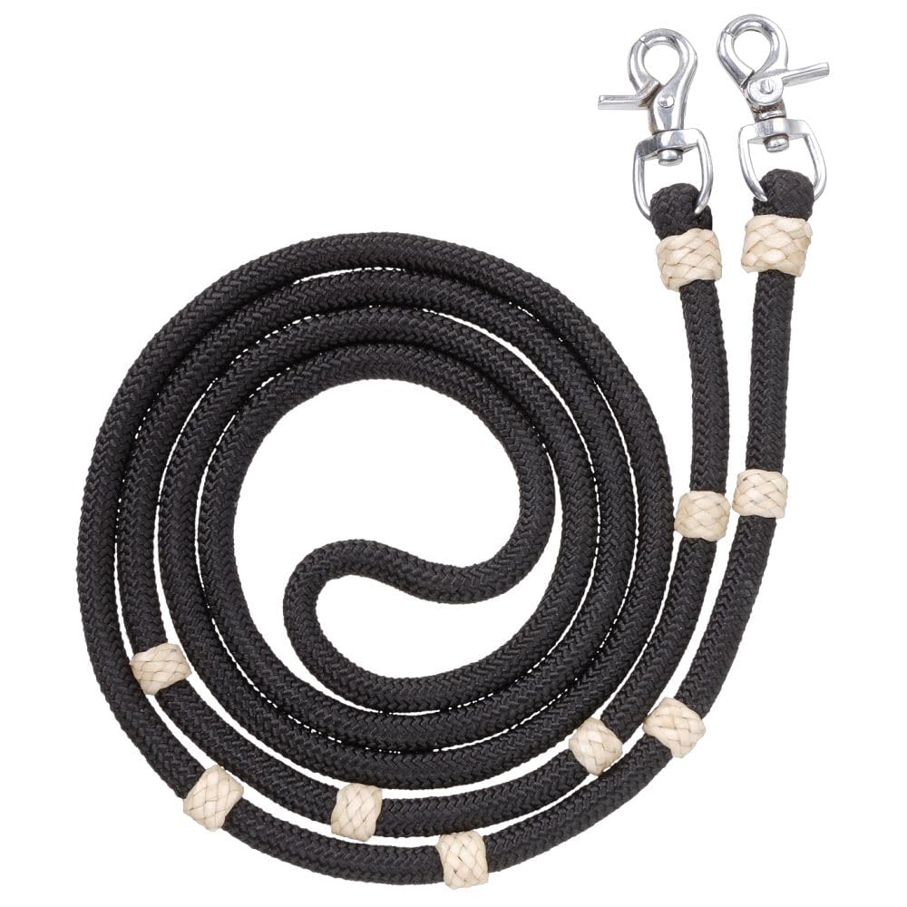 Photo 1 of Royal King Braided Poly Cord Roping Reins - Black