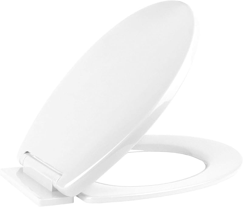 Vinsani White Oval Soft Close Toilet Seat - Easy Clean Plastic WC Loo Seat