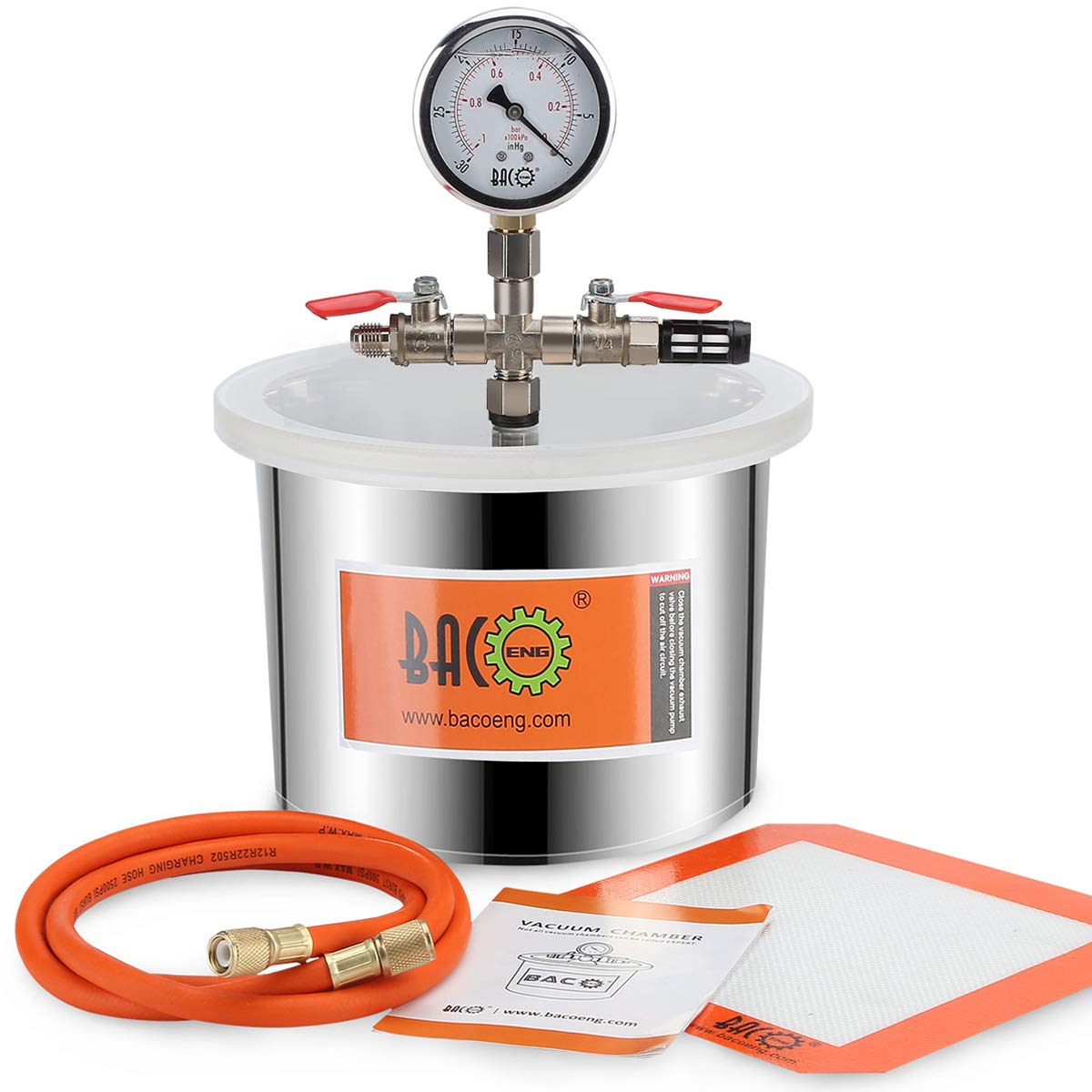 BACOENG 6.8L Stainless Steel Vacuum Chamber (Height 15 cm, Diameter 22 cm)