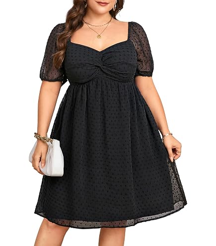 Pinup Fashion Plus Size Graduation Black Wedding Guest Wrap Knee Dress