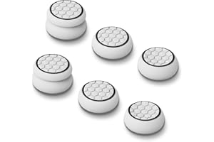 AMOACCESSORIES Thumb Grips Caps Performance Joystick Cover Controller for CQC FPS Games, Compatible with PS5, PS4, Xbox Series X/S, Xbox One, Switch Pro,3Pairs(6pcs) Silicone Armor Pattern White