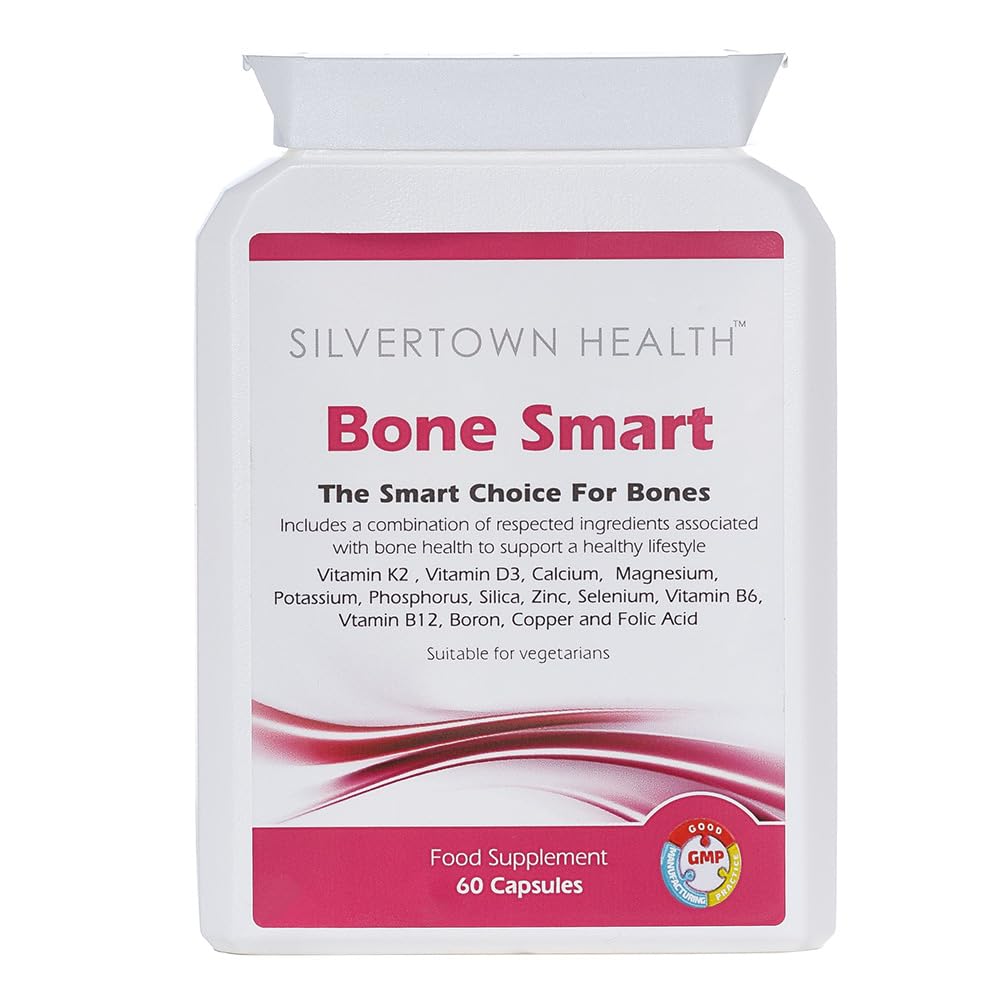 Bone Smart 60 Capsules - Premium Bone Support Food Supplement. Fourteen Key Nutrients Including Vitamin K2 (as Menaquinone 7-Natto),Vitamin D3, Calcium, Magnesium and Much More