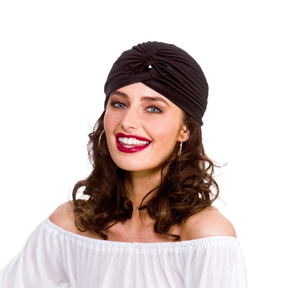 Wicked Costumes Adult Unisex Black with Jewel Fortune Teller Turban Hat Fancy Dress Accessory
