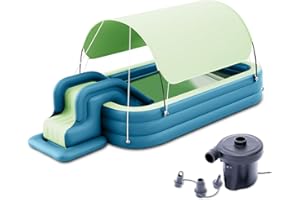 Ergocar Inflatable Swimming Pool with Water Slide, Inflatable Slide Water Pool with Awning, Inflatable Mega Bouncy Castle Water Park, Swim Centre Pools for Backyard, Garden, Summer Water Party