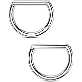 OUFER 316L Surgical Steel Nipple Rings, 14g D-Shaped Nipple Piercing Jewelry, Septum Rings, Septum Clicker, Daith Helix Earrings, Body Piercing Jewelry for Women