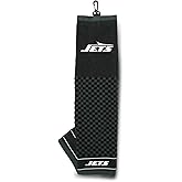 Team Golf NFL New York Jets Embroidered Golf Towel Embroidered Golf Towel, Checkered Scrubber Design, Embroidered Logo