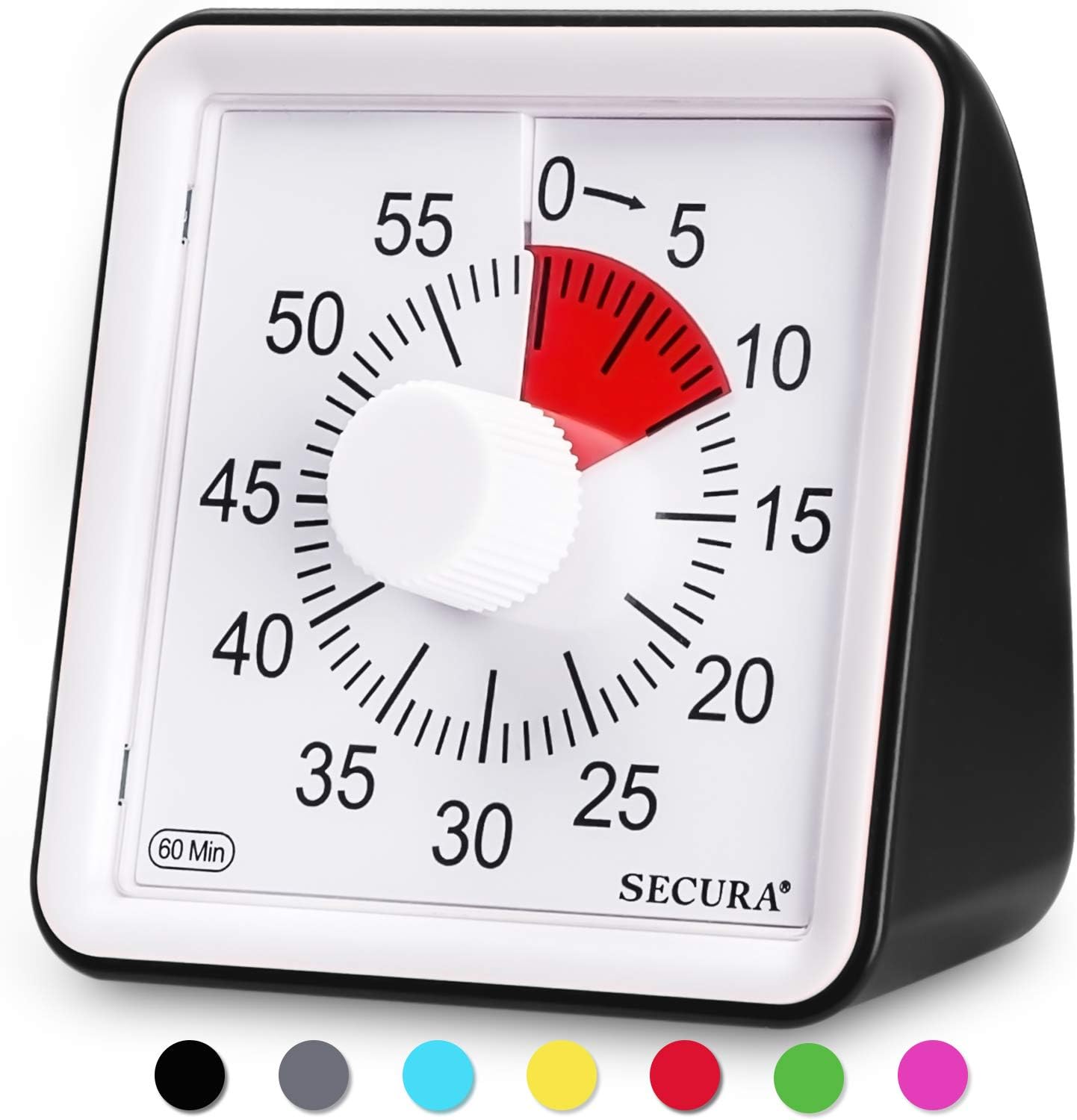 Secura 60Minute Visual Timer, Classroom Countdown Clock, Silent Timer