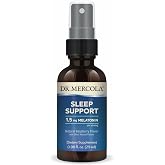 Dr. Mercola Sleep Support with Melatonin Spray, 0.98 fl oz | Raspberry Flavor, Encourages Restful Sleep with L-Theanine, Tart Cherry Concentrate, and Chamomile, 1.5 mg Melatonin