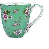 LJIMICAORO 13oz Bone China Floral Mug Bone China Coffee Mugs Bone Teacup Christmas Mugs Birthday Gifts for Women Mom Friends Coworker