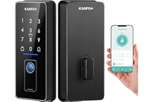 KANFOX Keyless Entry Door Lock, Smart Lock for Front Door with Doorbell, Fingerprint Door Lock with APP Control, Keypad Deadbolt, Electronic Deadbolt Lock with Auto Lock for Home and Hotel (Black)