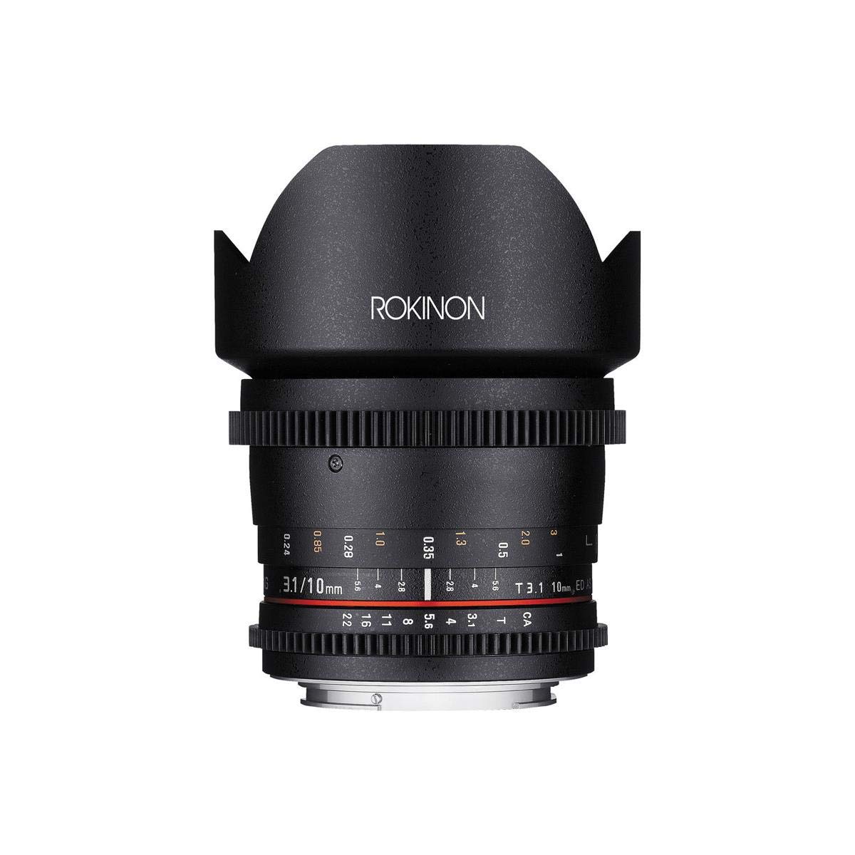 Rokinon DS10M-MFT Lente gran angular de cine T3.1 de 10 mm para Olympus y Panasonic Micro Four Thirds, negro