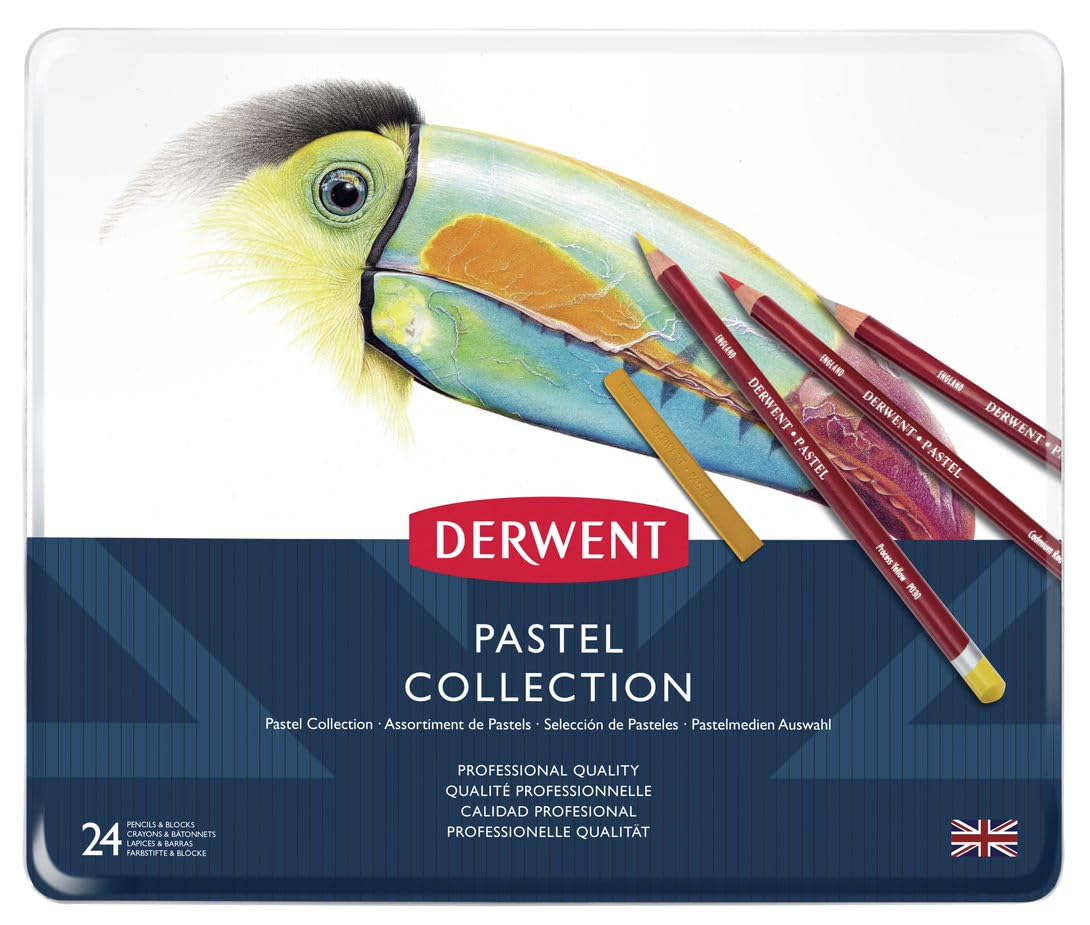 Derwent Pastel Collection Sampler Kit, Drawing & Writing, Set Of 24 Pencils, Blocks & Accessories For Pastel Drawing & Colouring, Professional Quality, 0700301