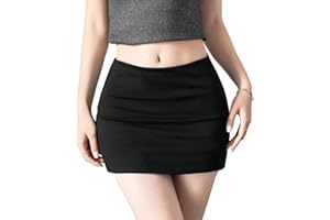 ZHTRKLJK Stretchy Mini Skorts Elastic Mid Waist with Shorts, Women's Bodycon Skirt Sports Daily Going Out Dress Skirt Shorts