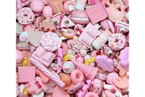 BOMBOM TREE 50 Pcs Slime Charms Easter Set DIY Craft Mixed Making Resin Jewery Making Kit, Resin Flatback Slime Beads Making Supplies for DIY Scrapbooking Crafts (Pink)