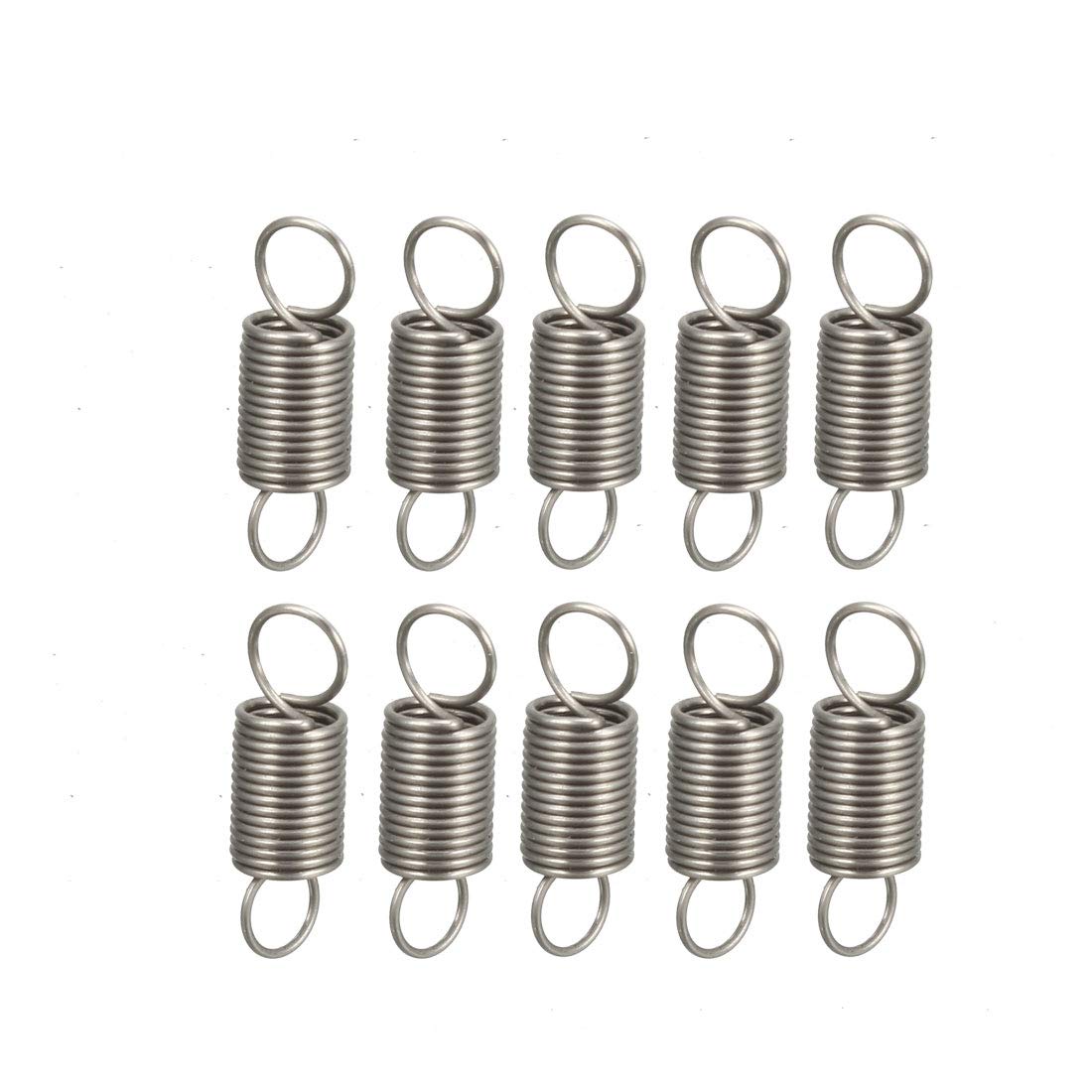 sourcing map Extended Tension Spring Wire Diameter 0.012" , OD 0.12" , Free Length 0.39" Stainless Steel Small Dual Hook Tension Spring for Machinery Construction Industrial 10pcs