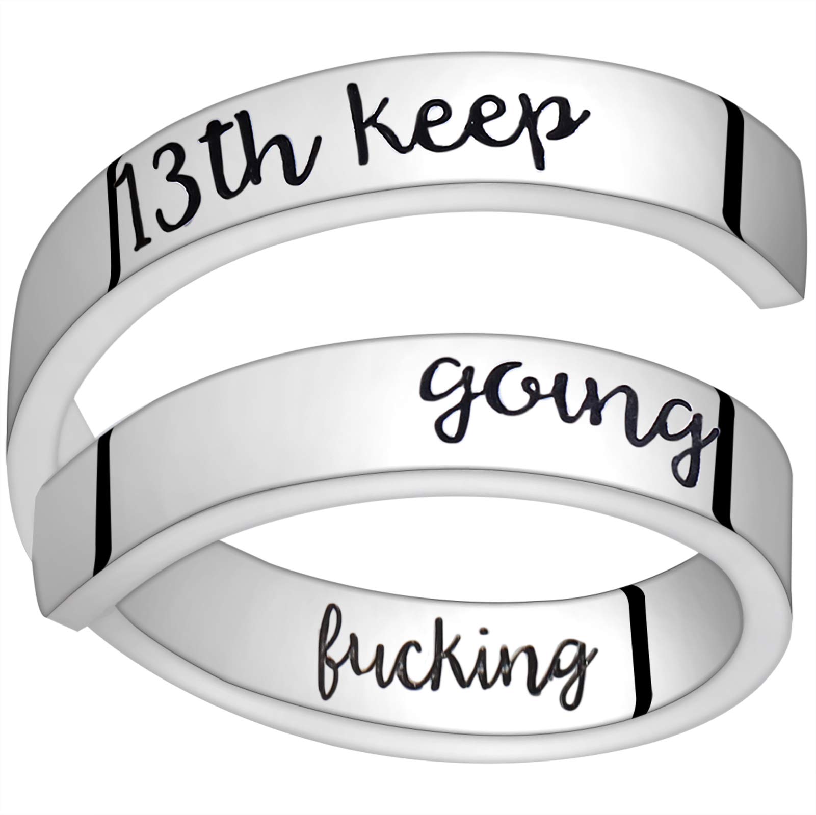 Gleamart Inspirational Birthday Ring Stainless Steel Ring for Women 13th