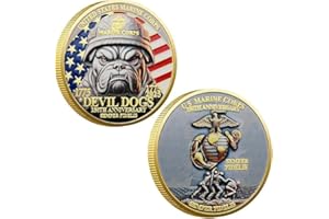 DRDSNLVSI Marine Corps 250th Anniversary Challenge Coin – USMC Military Commemorative Coin – 1.57 Inch Gold-Plated Collectible for Veterans, Service Members, and Enthusiasts – Solid Metal Construction(1PCS)