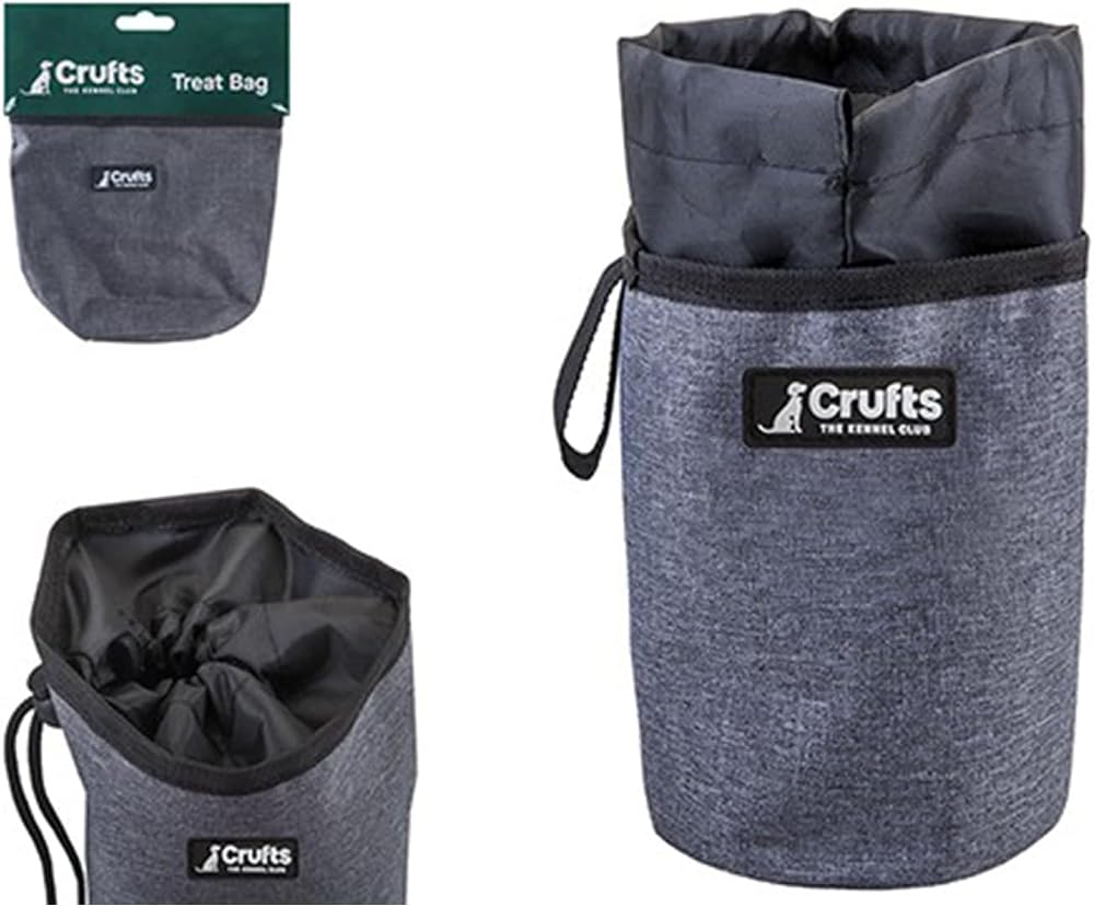 PMS Crufts Treat Bag Grey Black Nylon Dog Training Pouch 10x10x15cm