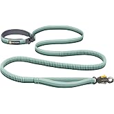Ruffwear, Roamer Lock Bungee Dog Leash, River Rock Green, 5.5'-7' | Auto-Lock Talon Clip, Padded Handle, Waist‑Worn or Handheld, Shock-Absorbing Stretch, Traffic Handle, Trail-Tough Adventure