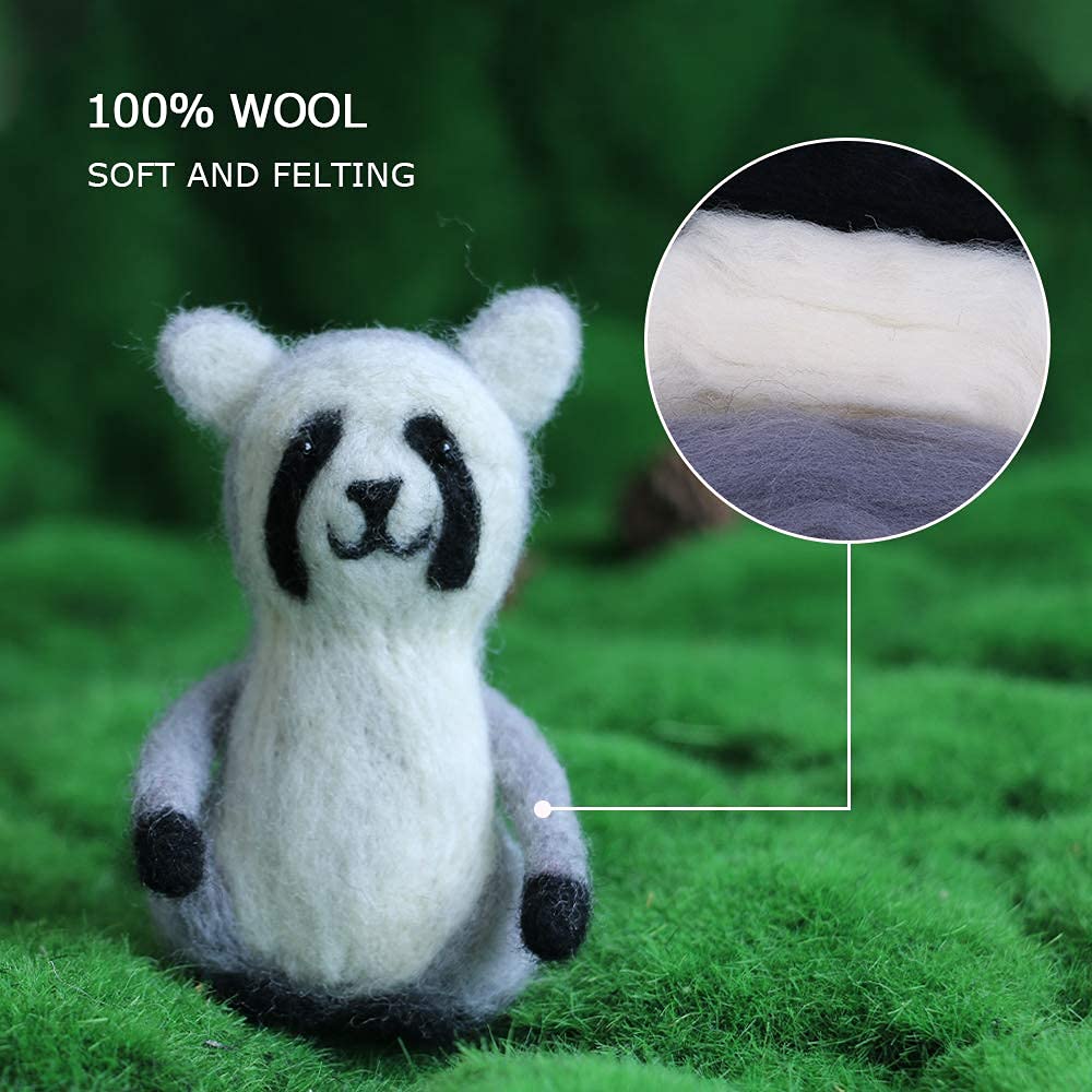 Coola Needle Felting Beginner kit - Wool for Cute Animals Kit Instruction Arts and Crafts Easy Funny Family Project Included 3 in 1 Giraffe Racoon Hedgehog Needle Felting Starter