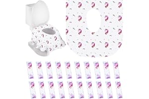 PaperKiddo 20 Pack Disposable Toilet Seat Covers Unicorn Design Waterproof Potty Training Seat Cover Set Extra Large Perfect for Kids and Adults Individually Wrapped for Travel and Home