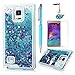 Note 4 Case,Galaxy Note 4 Case - Flowing Liquid Floating Bling Glitter Sparkle Stars Hard PC Cover Cute Creative Design Lightweight Ultra Slim-Fit Protective Cover by Badalink - Blue