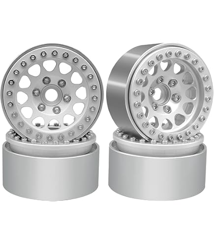 4PCS 1.9 Inch Beadlock Wheel Rims For 1/10 RC Crawlers - 12mm Hex, Aluminum Alloy, Compatible With Traxxas TRX4, Axial SCX10 (Black & Silver)