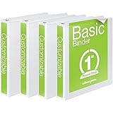 Wilson Jones Round Ring View Binder, 1 Inch, Basic, 362 Series, Customizable, White, 4 Pack (W70362-14W)
