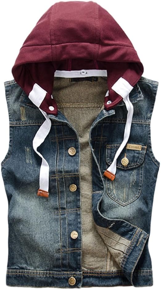 Gilet En Jean Homme INSFITY - Sans Manches Multi-poches - Bleu Foncé