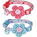 Blueberry Pet Pack of 2 Cat Collars, Lovely Cherry and Floral Prints Adjustable Breakaway Cat Collar with Flower & Bell, Neck 9