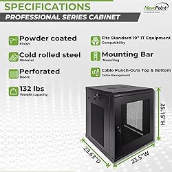 NavePoint 12U Server Rack - 23.6' Deep, Wall Mount