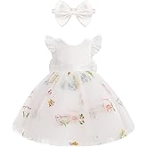 IBTOM CASTLE Baby Flower Girl Dress Satin Floral Embroidered Tulle Tutu Dress Infant Pageant Birthday Formal Party Dress