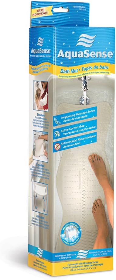 AquaSense Non-Slip Bath Mat with Invigorating Massage Zones, Large: Health & Personal Care