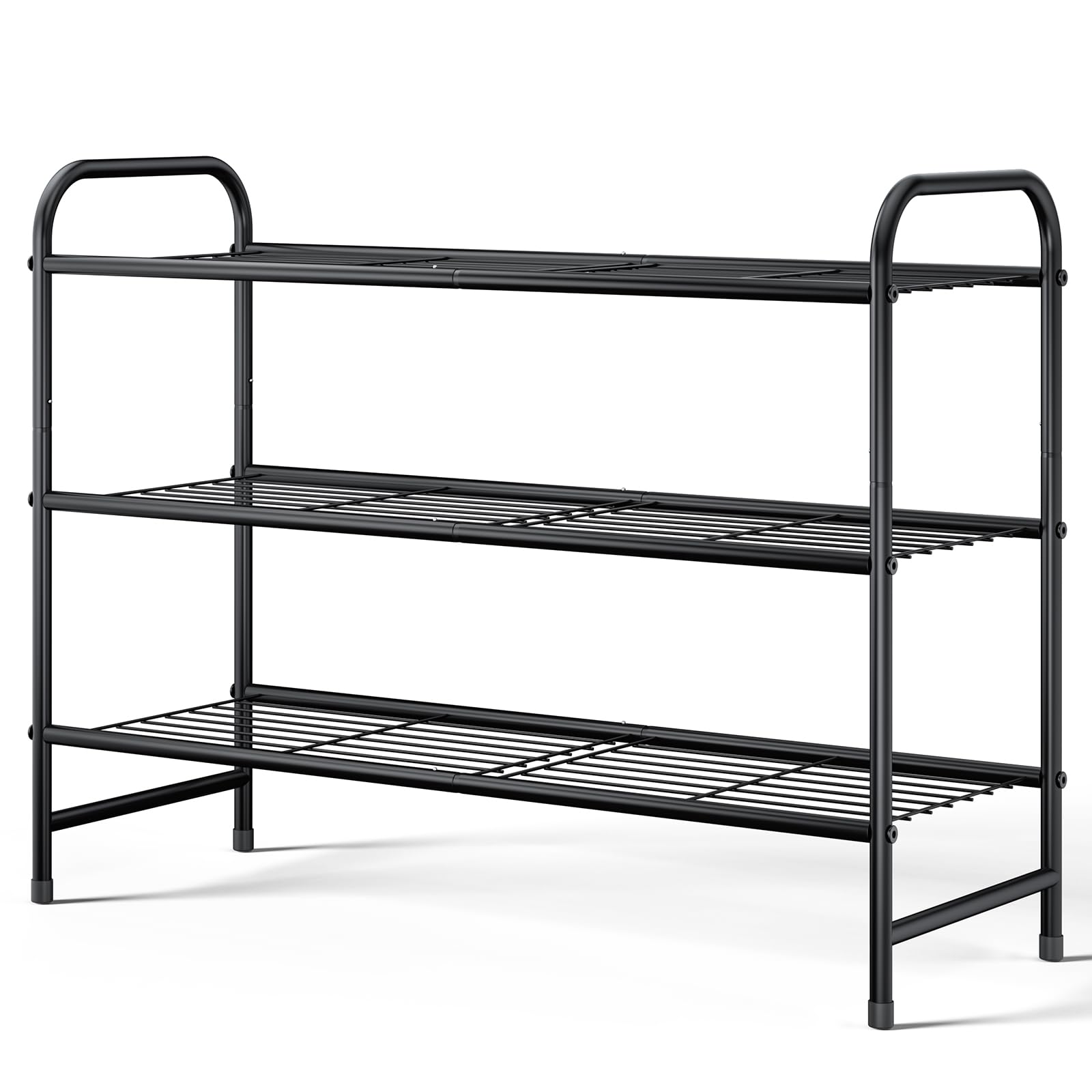 Photo 1 of **UNKNOWN MISSING ASSEMBLY PIECES** Kitsure Shoe Rack - Stainless Steel Shoe Organizer, Sturdy Shoe Rack for Closet and Front Door Entrance, Free Standing Shoe Shelf, Closet Organizers and Storage, 25.6" Wide - 3 Tier, Black