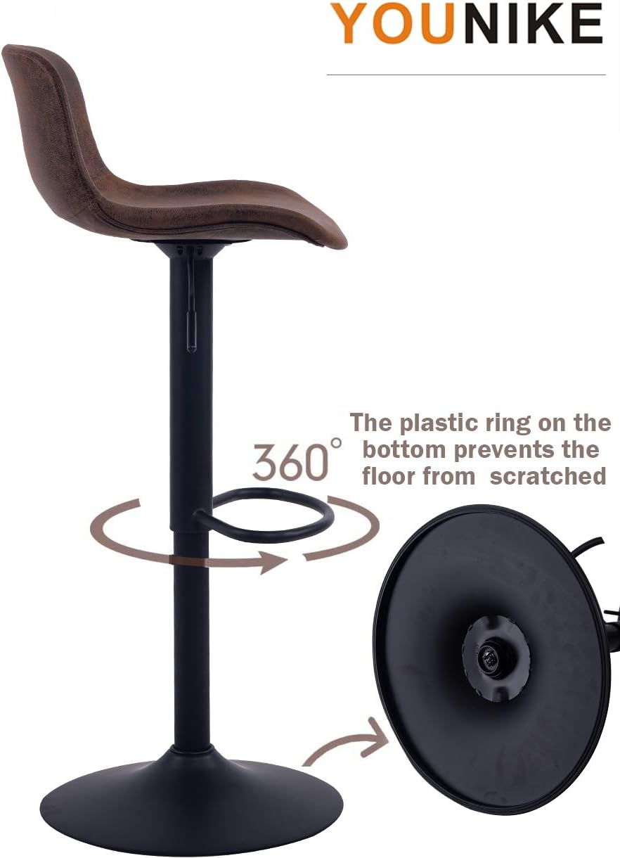 YOUNIKE Furniture Modern Design Barstools with Adjustable Height and 360° Rotation, Ergonomic Streamlined Polypropylene High Bar stools for Bar Counter,Kitchen and Home (Set of 2, Retro Brown): Home & Kitchen