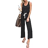 PRETTYGARDEN One Piece Jumpsuits for Women 2026 Summer Casual Drawstring Sleeveless Tank Romper Beach Vacation Outfits